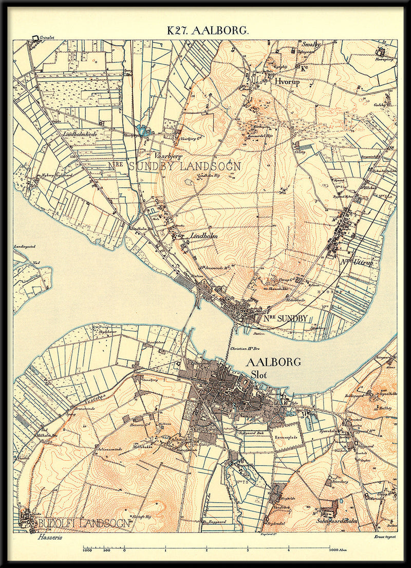 Vintage City Map of Aalborg, Denmark