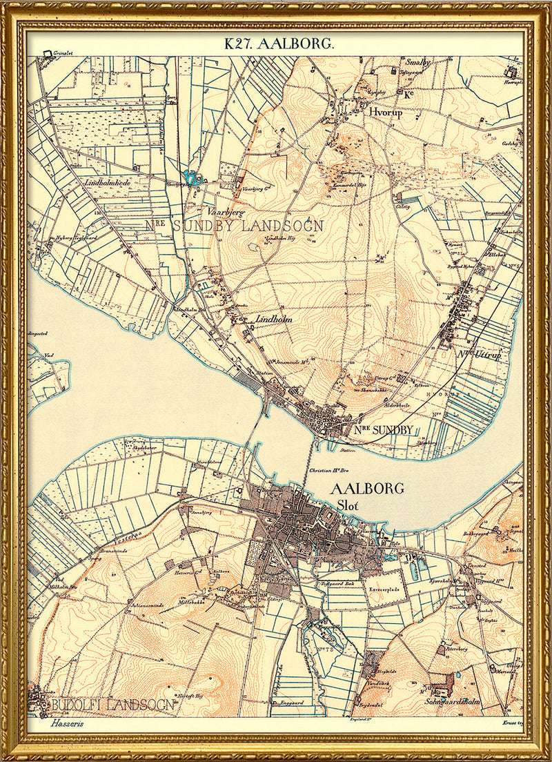 Vintage City Map of Aalborg, Denmark