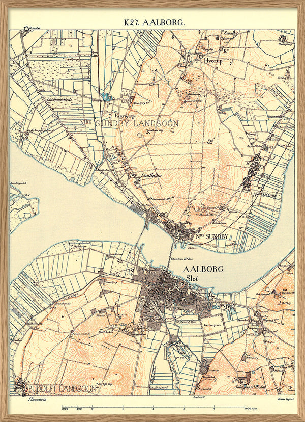 Vintage City Map of Aalborg, Denmark