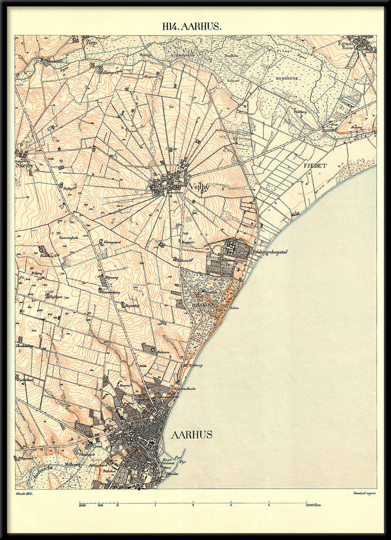 Vintage City Map of Aarhus, Denmark