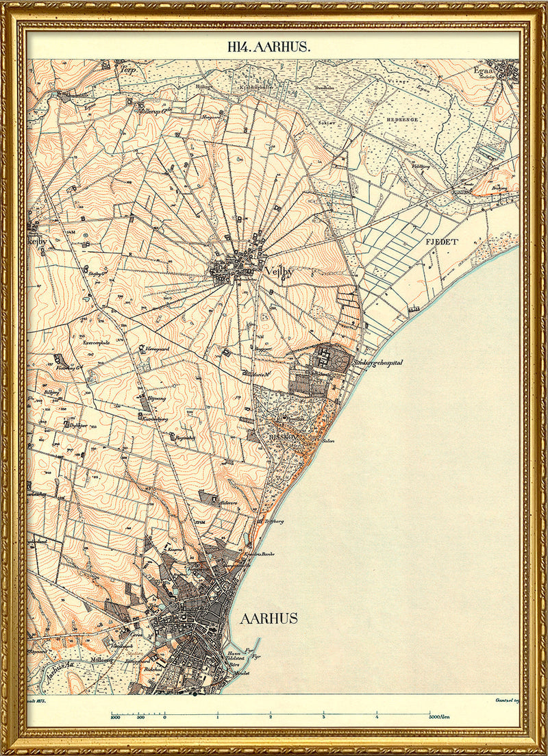 Vintage City Map of Aarhus, Denmark