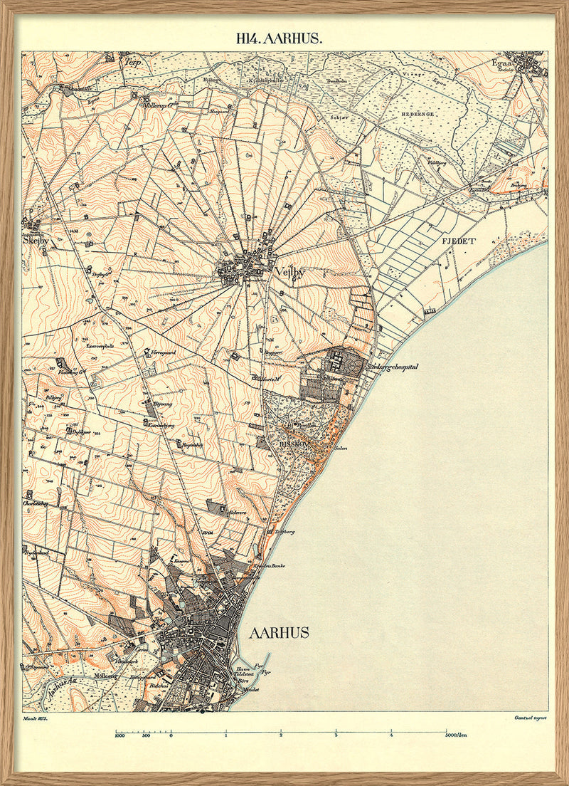 Vintage City Map of Aarhus, Denmark