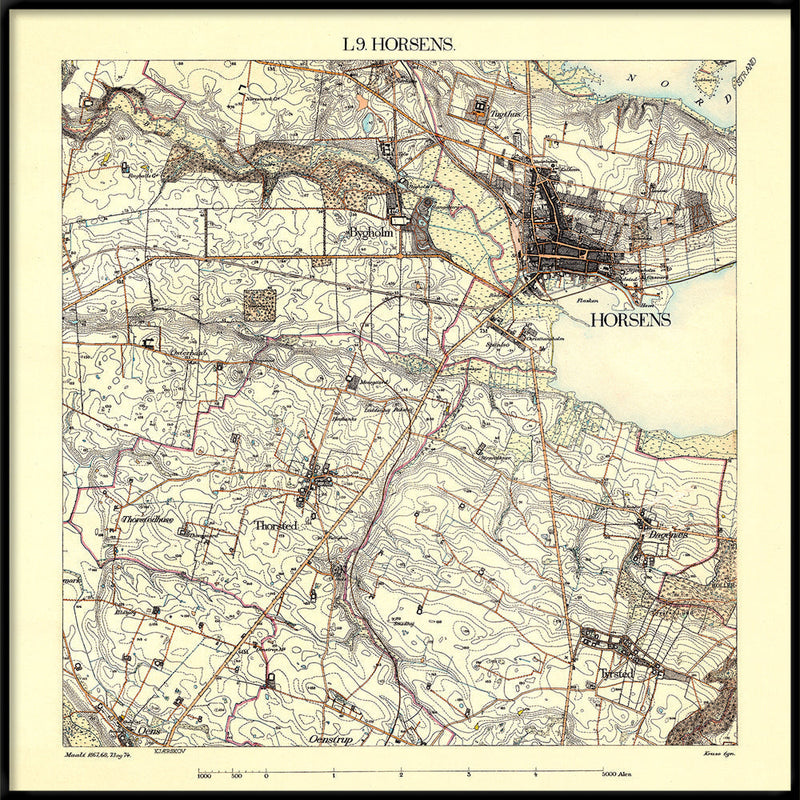 Vintage City Map of Horsens, Denmark