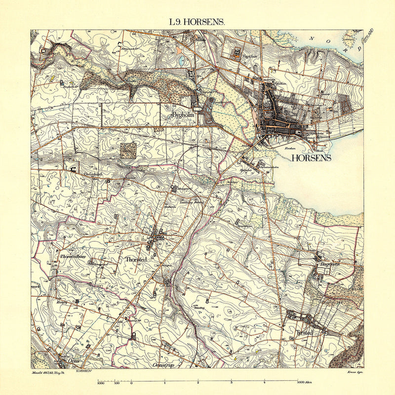 Vintage City Map of Horsens, Denmark