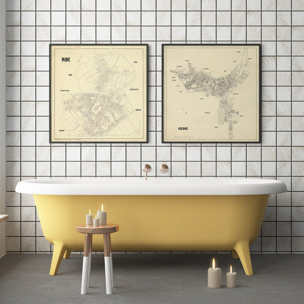 Vintage City Map of Kolding, Denmark