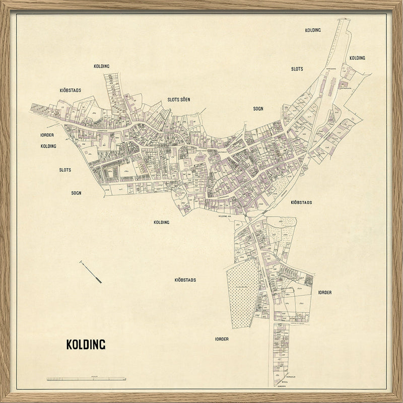 Vintage City Map of Kolding, Denmark