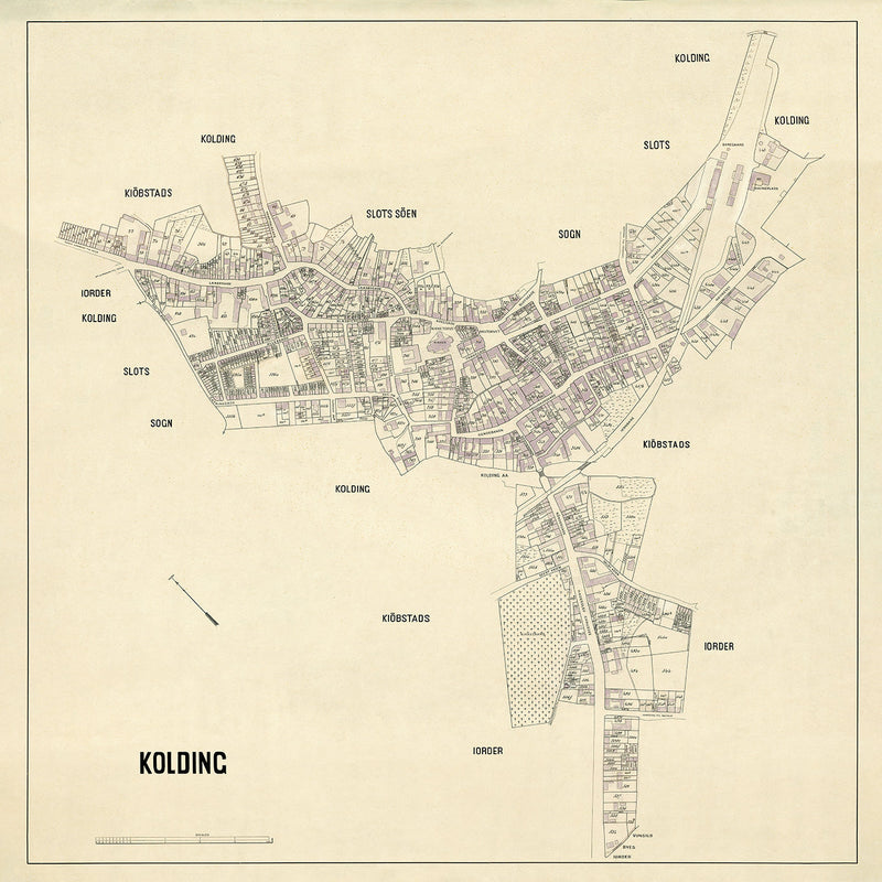 Vintage City Map of Kolding, Denmark