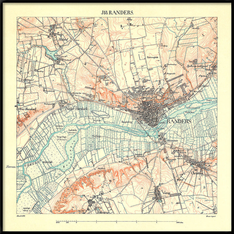Vintage City Map of Randers, Denmark