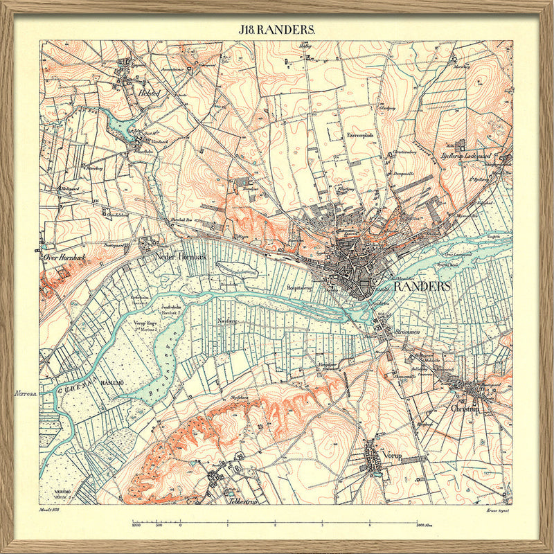 Vintage City Map of Randers, Denmark
