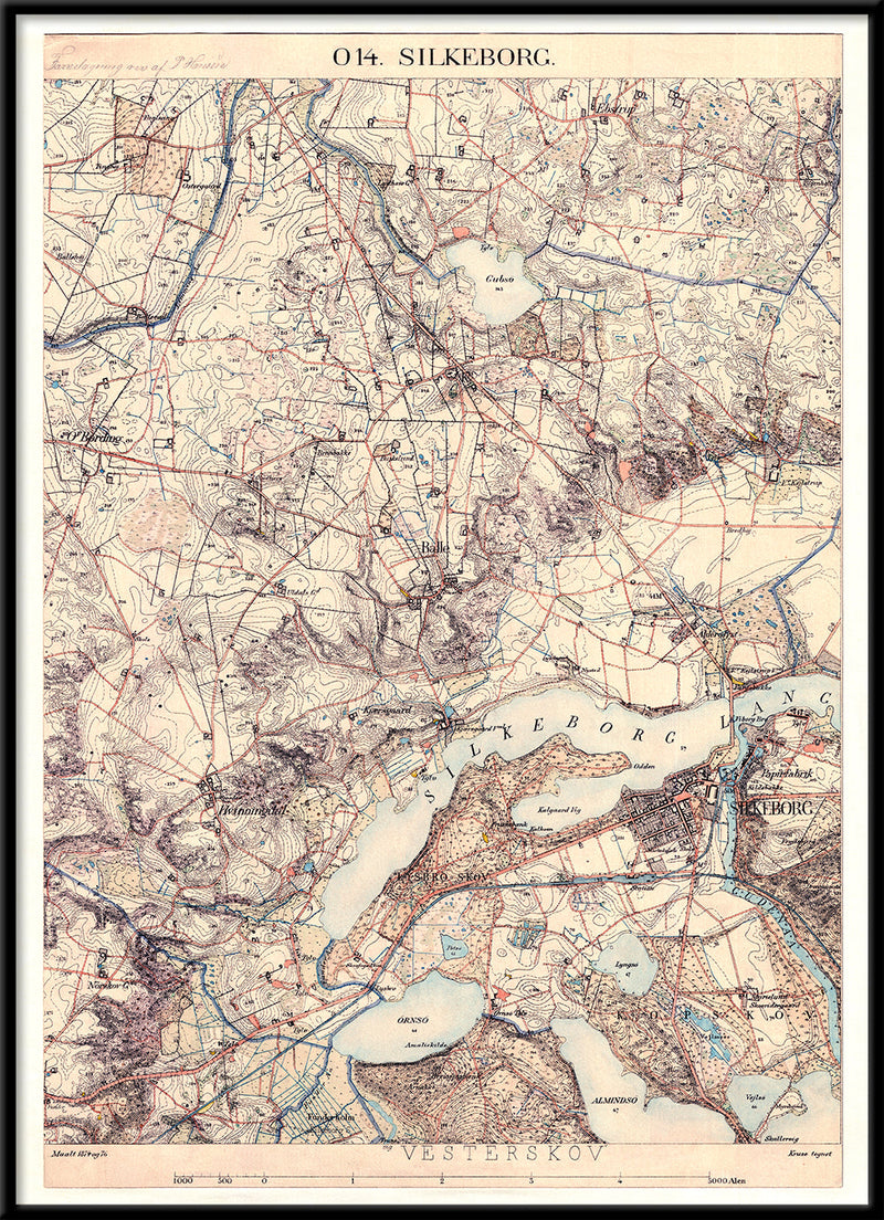 Vintage City Map of Silkeborg, Denmark