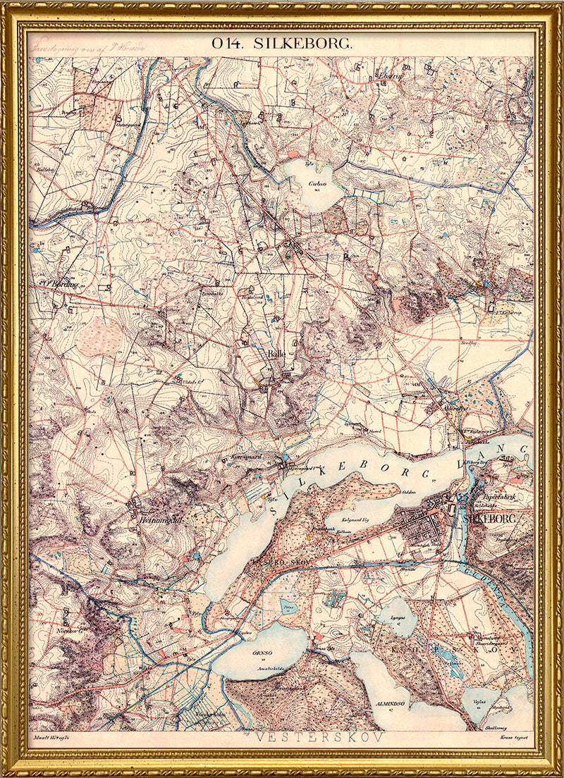 Vintage City Map of Silkeborg, Denmark