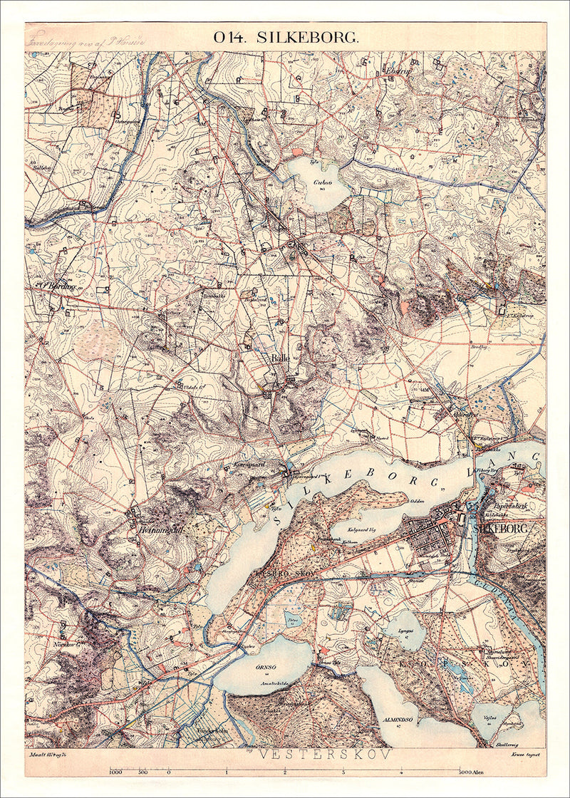Vintage City Map of Silkeborg, Denmark