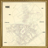 Vintage city map of Ribe, Denmark