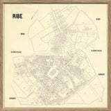 Vintage city map of Ribe, Denmark