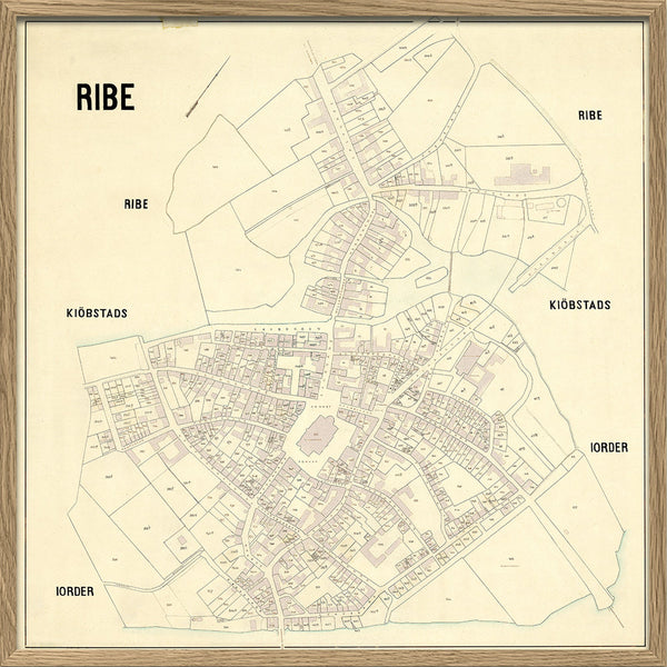 Vintage city map of Ribe, Denmark