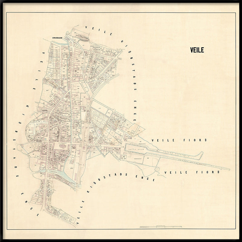 Vintage City Map of Vejle, Denmark