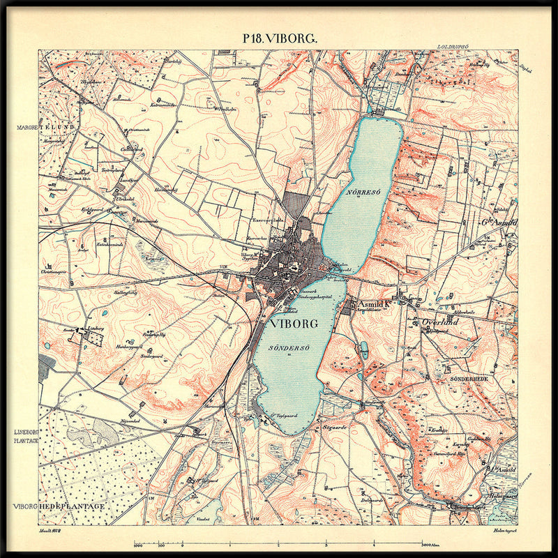 Vintage City Map of Viborg, Denmark