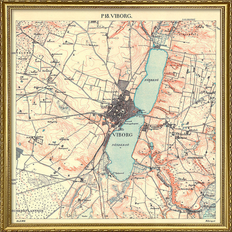 Vintage City Map of Viborg, Denmark