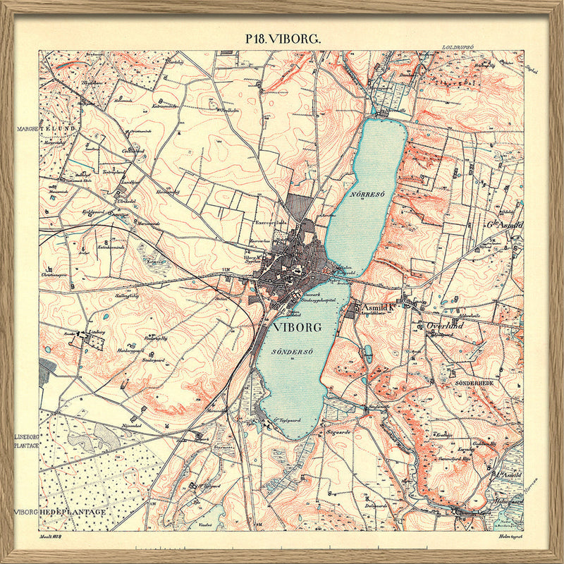 Vintage City Map of Viborg, Denmark