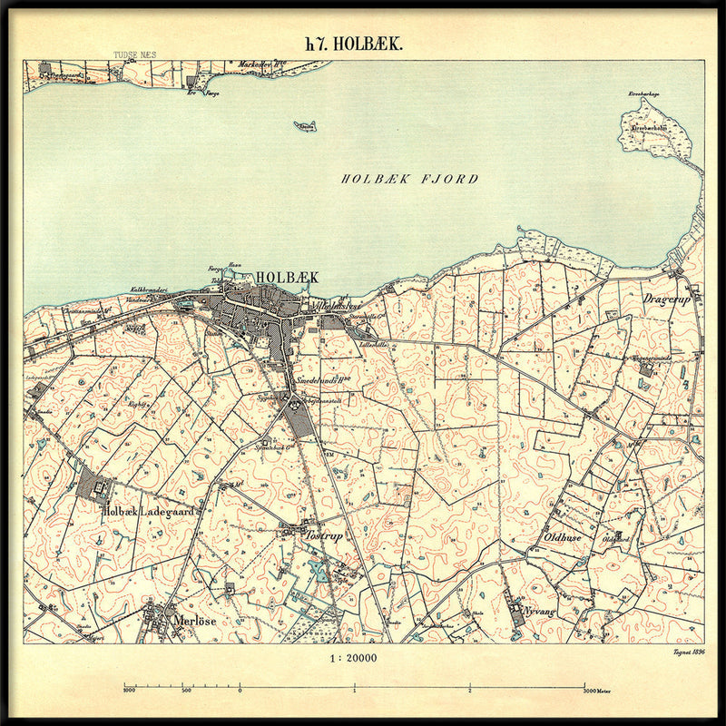 Vintage City Map of Holbæk, Denmark