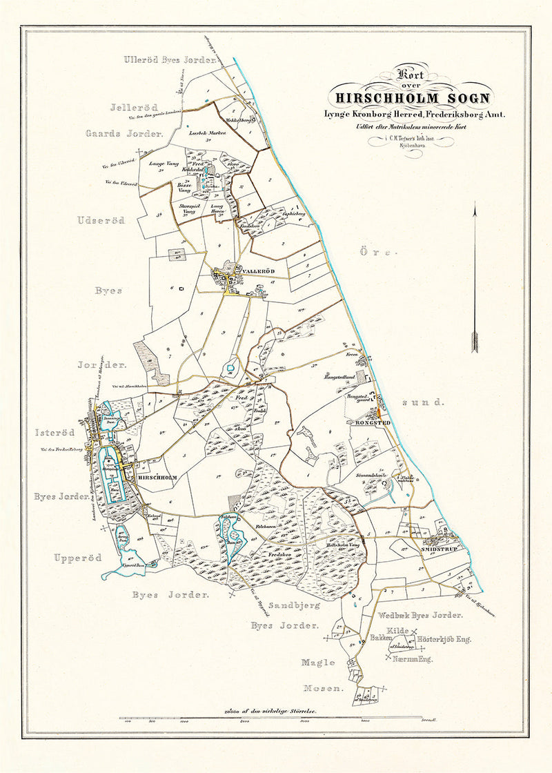 Vintage parish map of Hørsholm