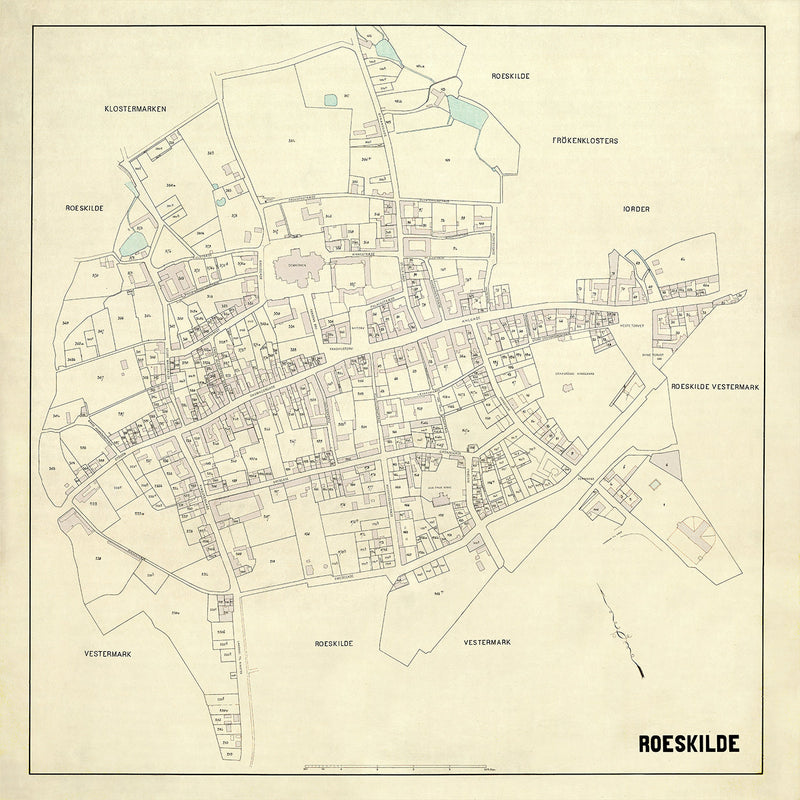 Vintage City Map of Roskilde, Denmark