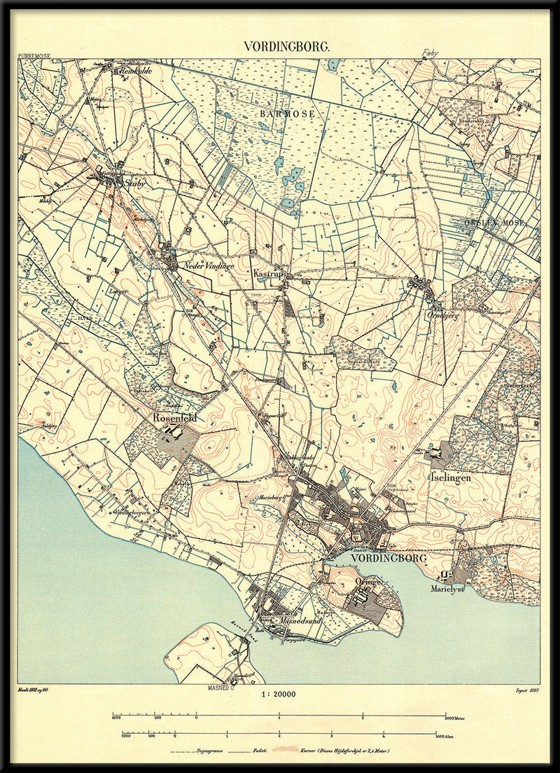 Vintage City Map of Vordingborg, Denmark