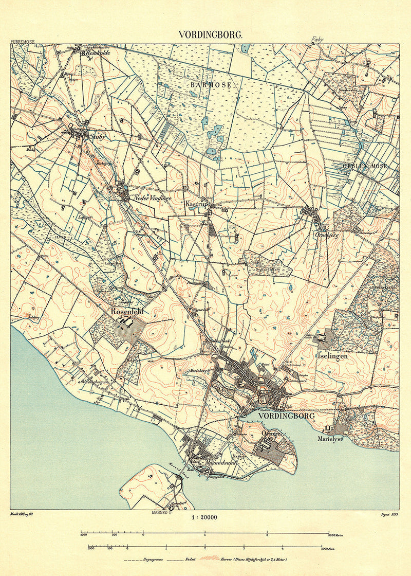 Vintage City Map of Vordingborg, Denmark