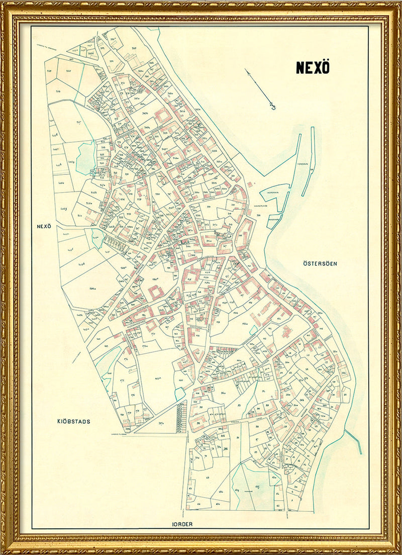 Vintage City Map of Nexø, Bornholm