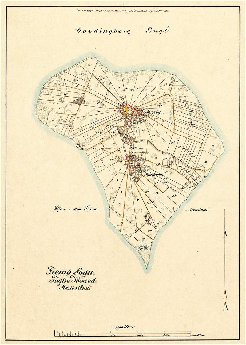 Vintage Map of Femø, Denmark