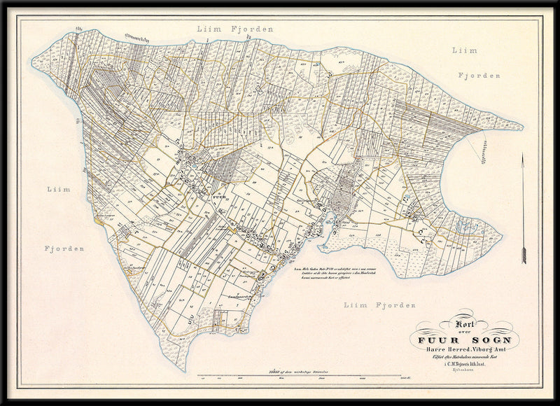 Vintage Map of Fur, Denmark