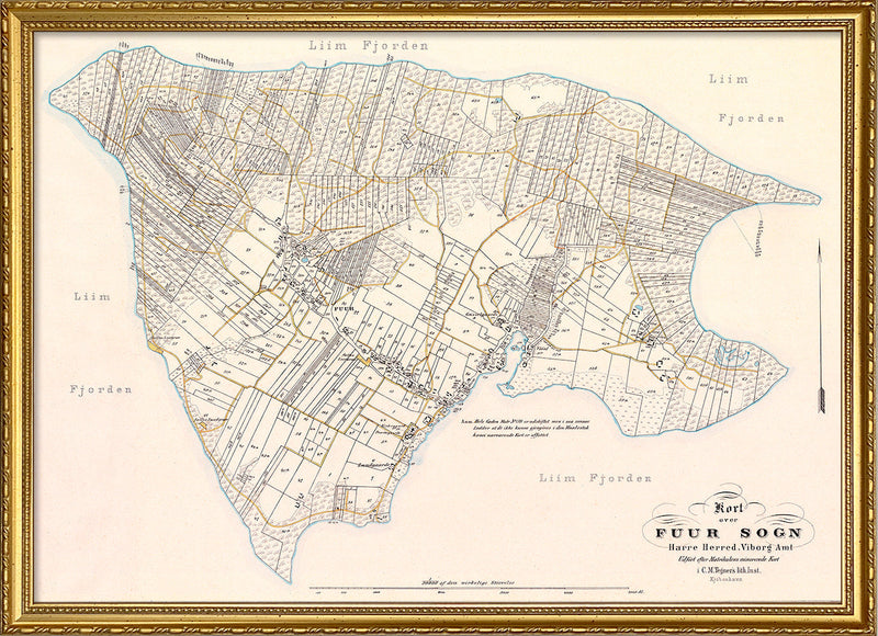 Vintage Map of Fur, Denmark
