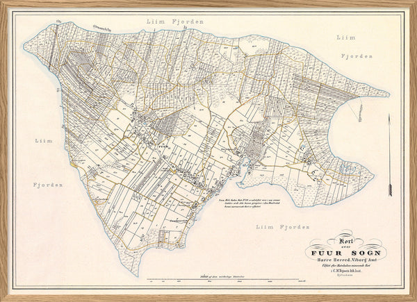 Vintage Map of Fur, Denmark
