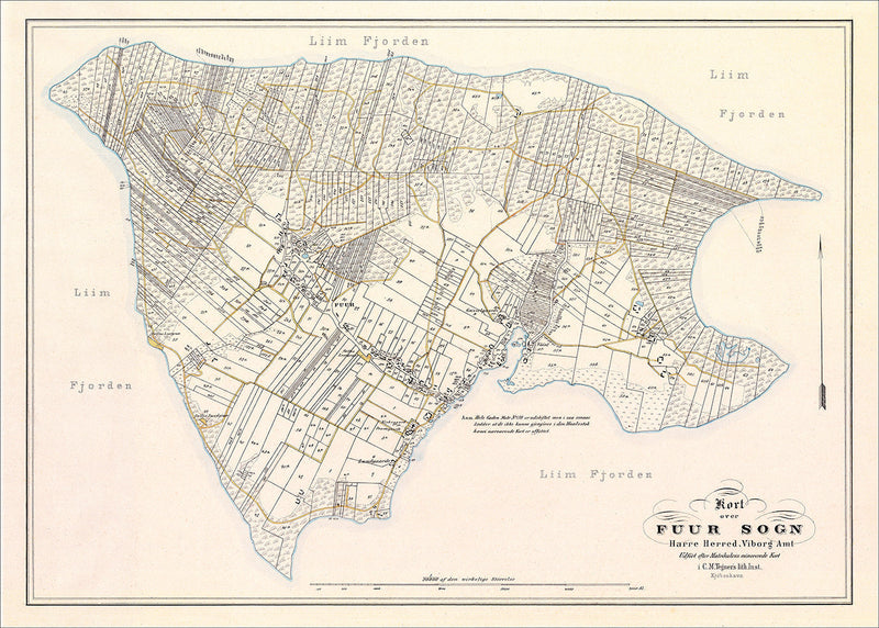 Vintage Map of Fur, Denmark
