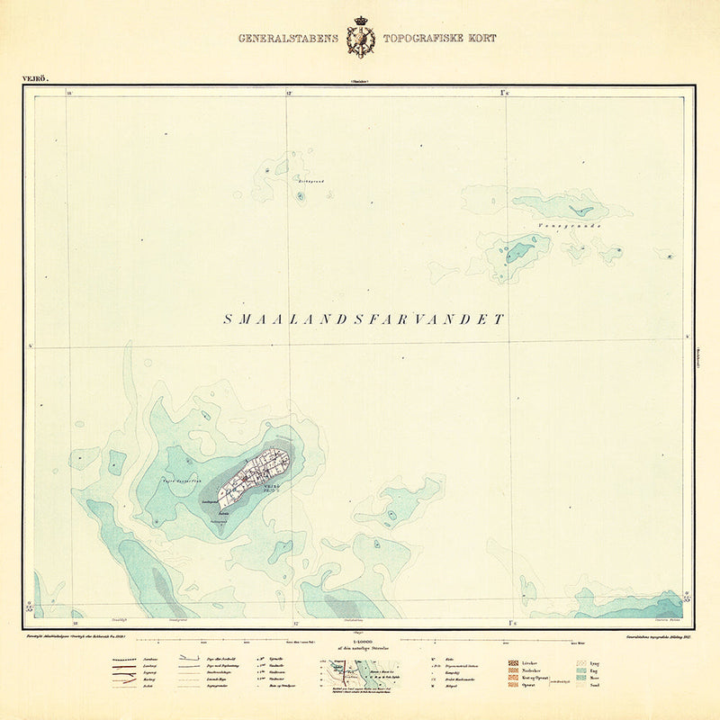 Vintage Map of Vejrø, Denmark