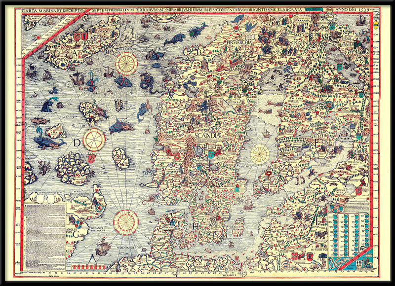 Vintage Nautical Map of Scandinavia