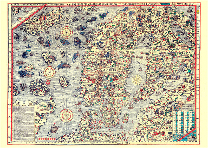 Vintage Nautical Map of Scandinavia