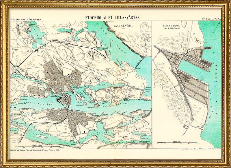 Vintage map of Stockholm