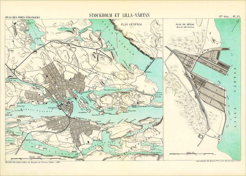 Vintage map of Stockholm