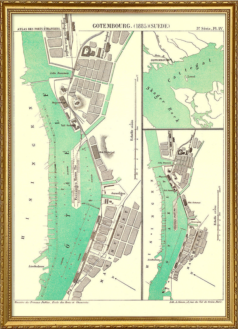Vintage City map of Gothenburg