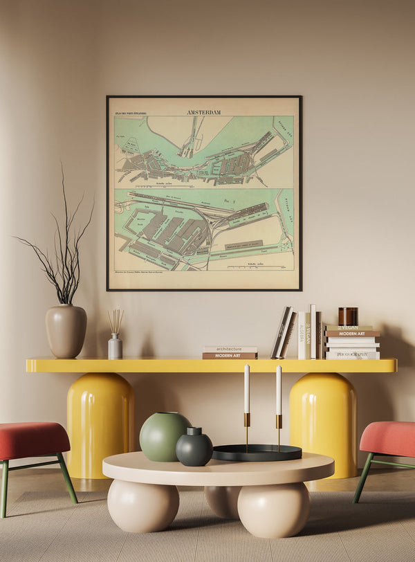 Vintage City Map of Amsterdam Harbour