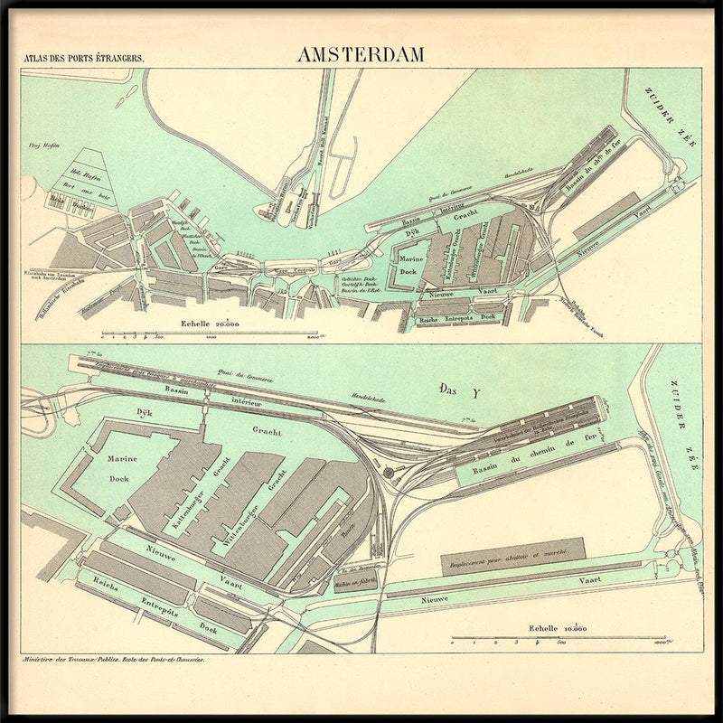 Vintage City Map of Amsterdam Harbour