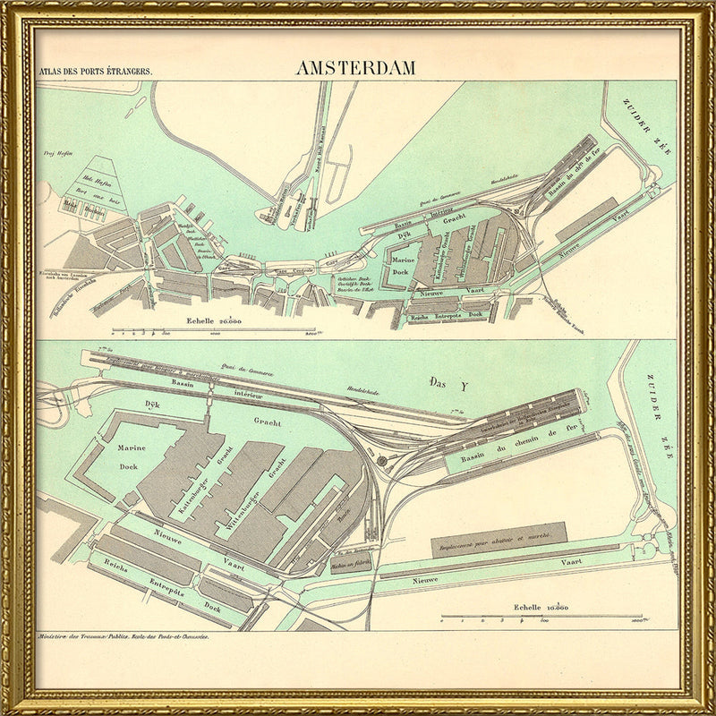 Vintage City Map of Amsterdam Harbour