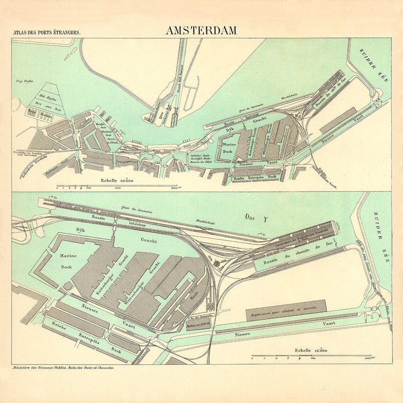 Vintage City Map of Amsterdam Harbour