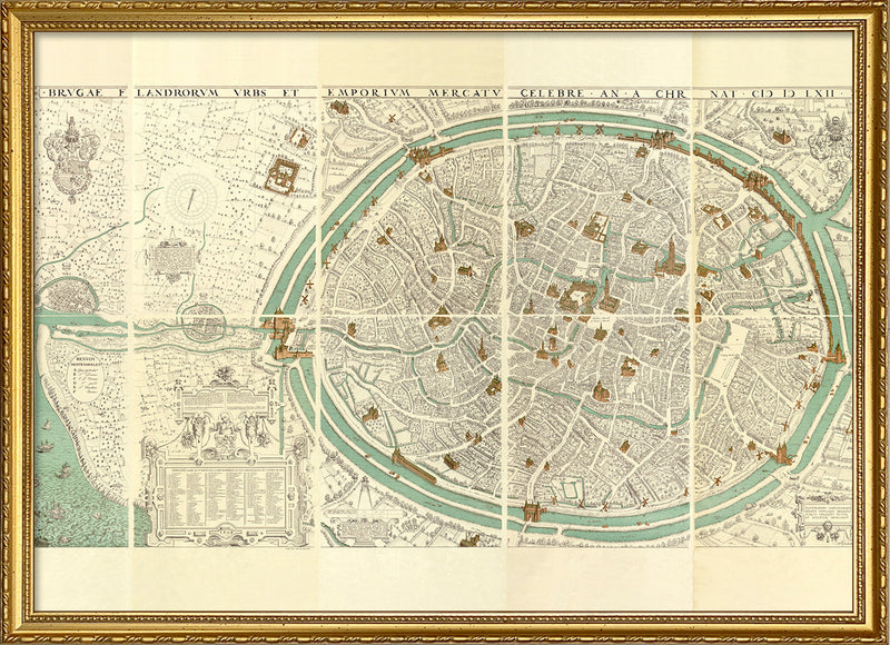 Medieval City map of Brugge, Belgium