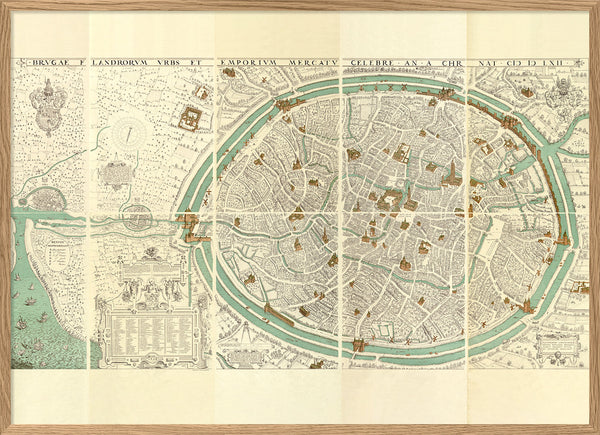 Medieval City map of Brugge, Belgium