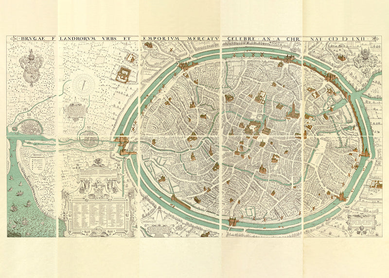 Medieval City map of Brugge, Belgium