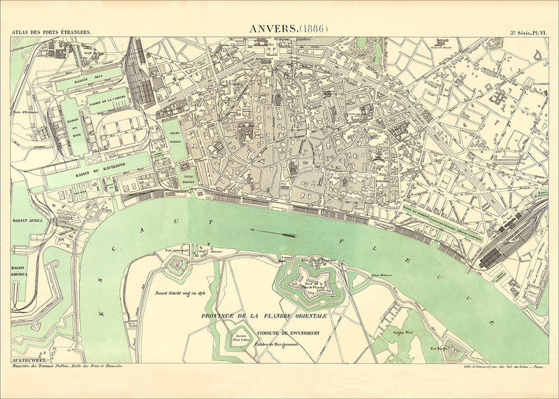 Vintage City Map of Antwerpen