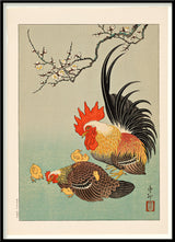 Rooster with hen and chicks