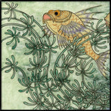 Green Tile with Fish I.